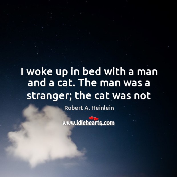 I woke up in bed with a man and a cat. The man was a stranger; the cat was not Image