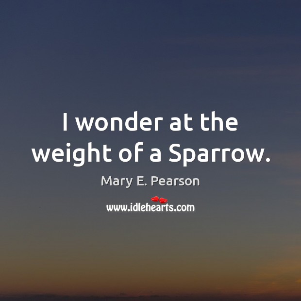 I wonder at the weight of a Sparrow. Picture Quotes Image