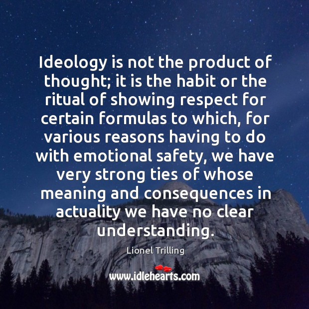 Ideology is not the product of thought; it is the habit or Respect Quotes Image