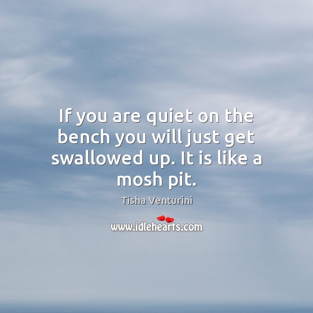 If you are quiet on the bench you will just get swallowed up. It is like a mosh pit. Image