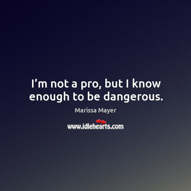 I’m not a pro, but I know enough to be dangerous. Marissa Mayer Picture Quote