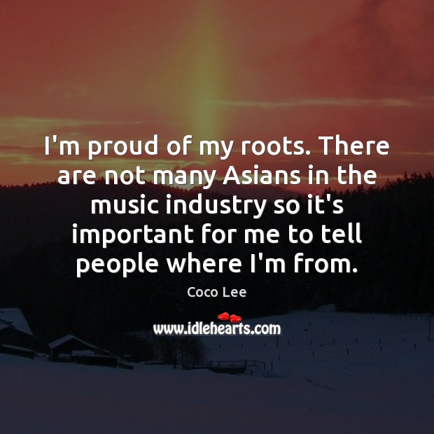 I’m proud of my roots. There are not many Asians in the Image