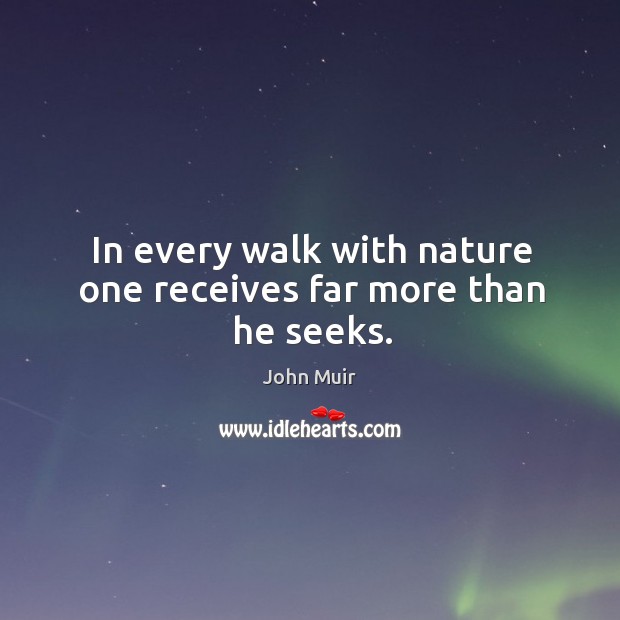 In every walk with nature one receives far more than he seeks. Image