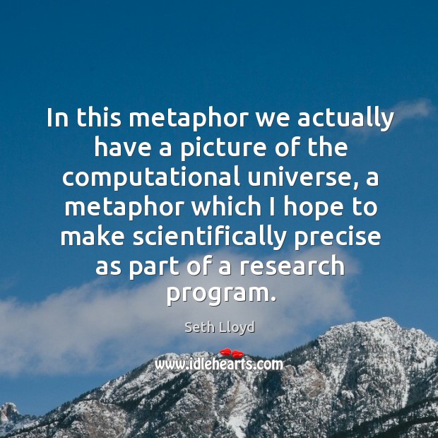 In this metaphor we actually have a picture of the computational universe Seth Lloyd Picture Quote