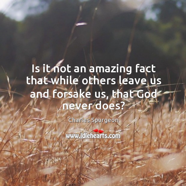 Is it not an amazing fact that while others leave us and forsake us, that God never does? Charles Spurgeon Picture Quote