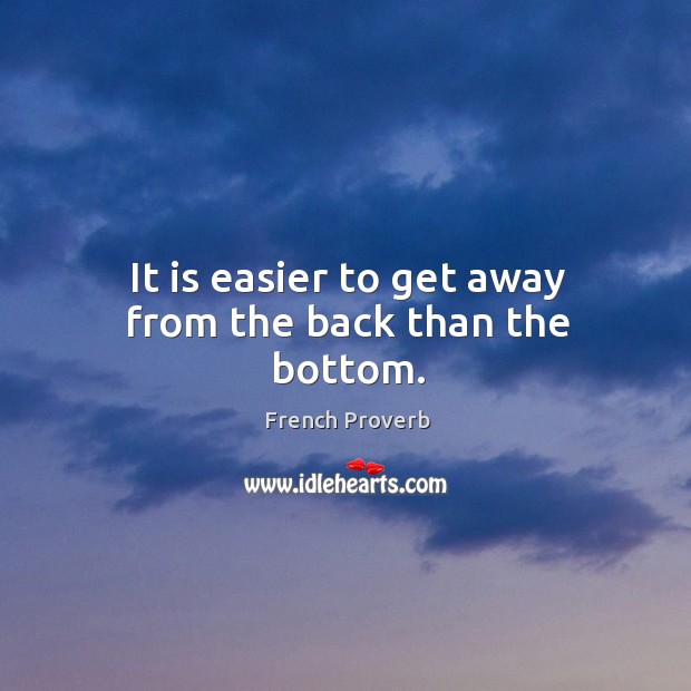 It is easier to get away from the back than the bottom. Image