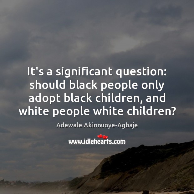 It’s a significant question: should black people only adopt black children, and Image