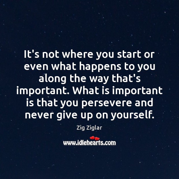 It’s not where you start or even what happens to you along Zig Ziglar Picture Quote