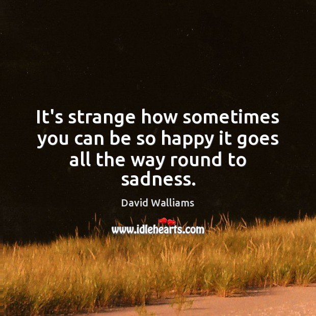 It’s strange how sometimes you can be so happy it goes all the way round to sadness. David Walliams Picture Quote