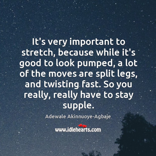 It’s very important to stretch, because while it’s good to look pumped, Adewale Akinnuoye-Agbaje Picture Quote