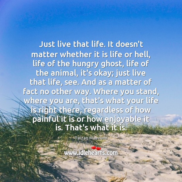 Just live that life. It doesn’t matter whether it is life or Taizan Maezumi Picture Quote