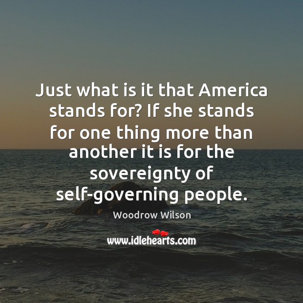 Just what is it that America stands for? If she stands for Woodrow Wilson Picture Quote