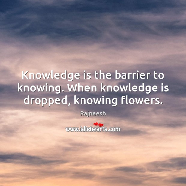 Knowledge is the barrier to knowing. When knowledge is dropped, knowing flowers. Image
