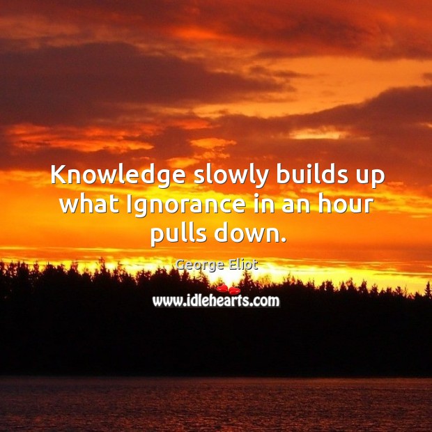 Knowledge slowly builds up what ignorance in an hour pulls down. Image