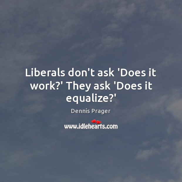 Liberals don’t ask ‘Does it work?’ They ask ‘Does it equalize?’ Picture Quotes Image