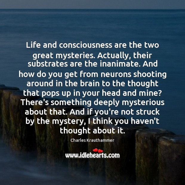 Life and consciousness are the two great mysteries. Actually, their substrates are Picture Quotes Image