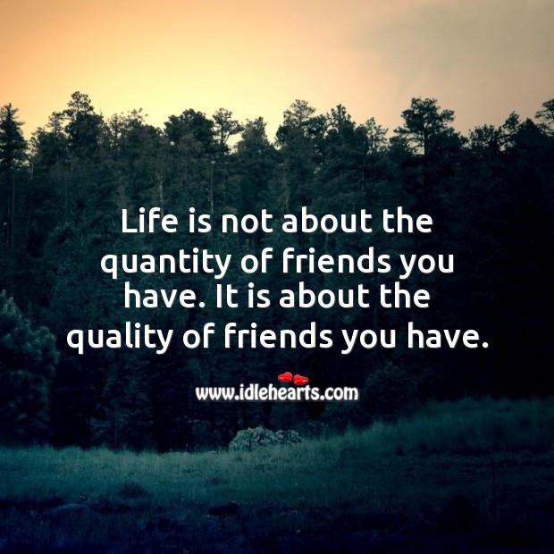 Life is not about the quantity of friends you have. Friendship Quotes Image