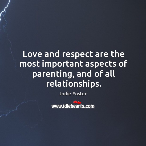 Love and respect are the most important aspects of parenting, and of all relationships. Image