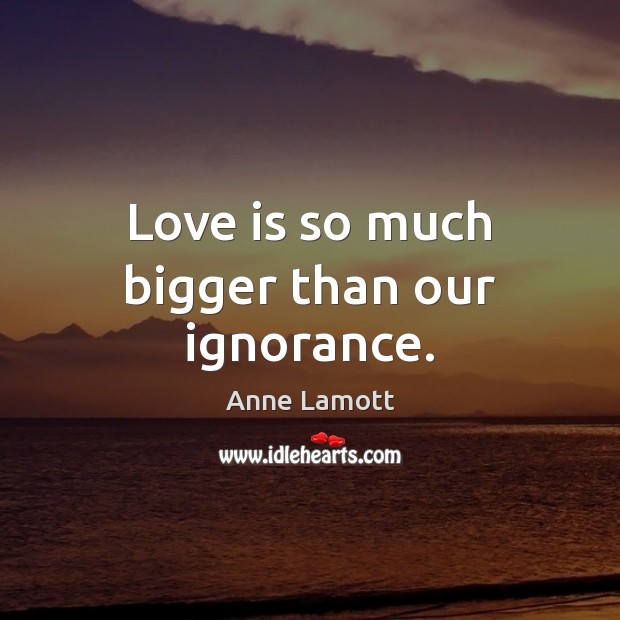 Love is so much bigger than our ignorance. Anne Lamott Picture Quote