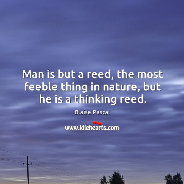 Man is but a reed, the most feeble thing in nature, but he is a thinking reed. Nature Quotes Image