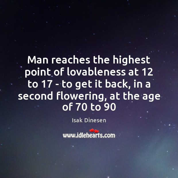 Man reaches the highest point of lovableness at 12 to 17 – to get Picture Quotes Image