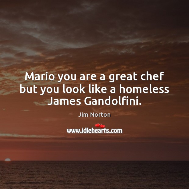 Mario you are a great chef but you look like a homeless James Gandolfini. Jim Norton Picture Quote