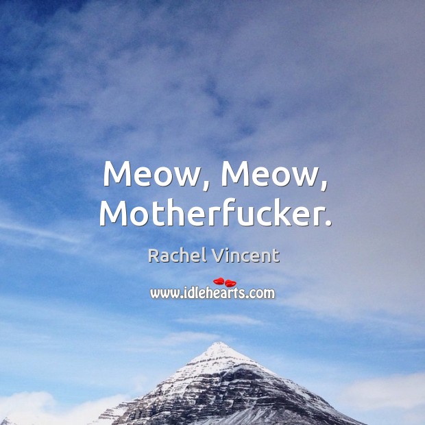 Meow, Meow, Motherfucker. Rachel Vincent Picture Quote