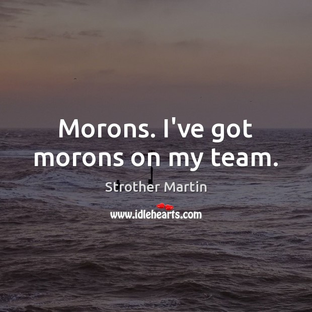 Morons. I’ve got morons on my team. Image