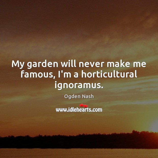 My garden will never make me famous, I’m a horticultural ignoramus. Image