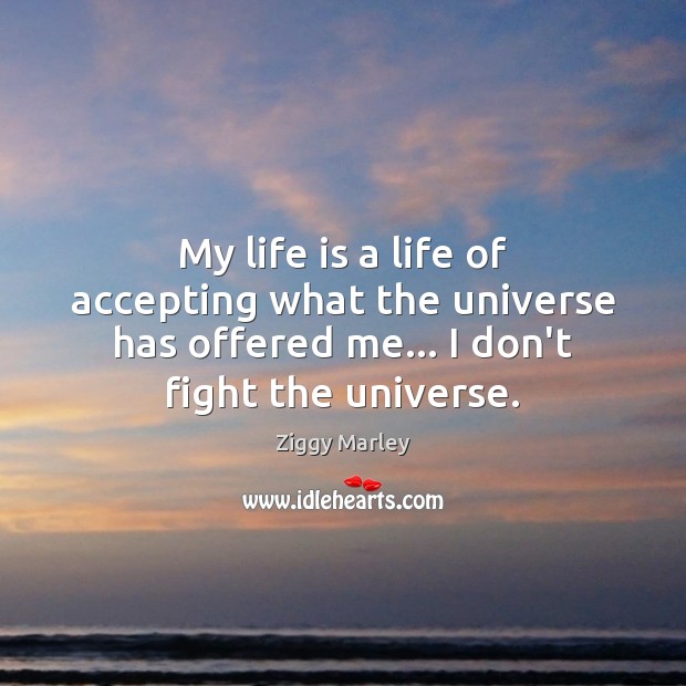 My life is a life of accepting what the universe has offered Image