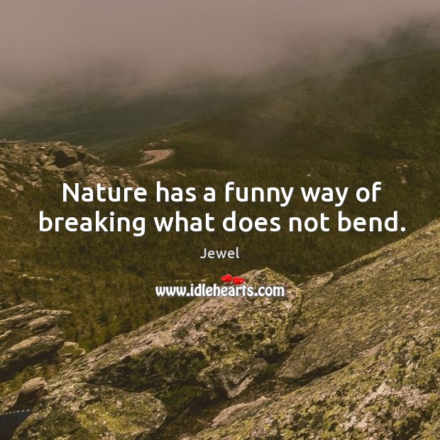 Nature has a funny way of breaking what does not bend. Nature Quotes Image