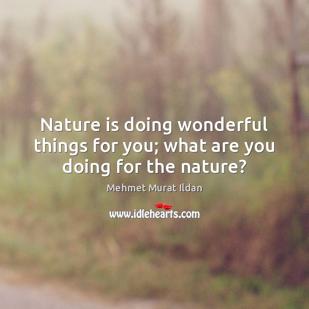 Nature is doing wonderful things for you; what are you doing for the nature? Nature Quotes Image