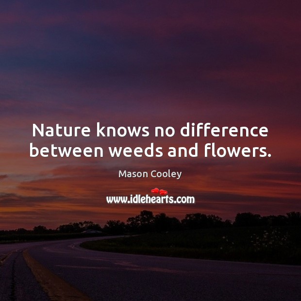 Nature knows no difference between weeds and flowers. Nature Quotes Image