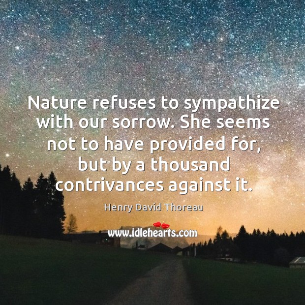 Nature refuses to sympathize with our sorrow. She seems not to have Nature Quotes Image