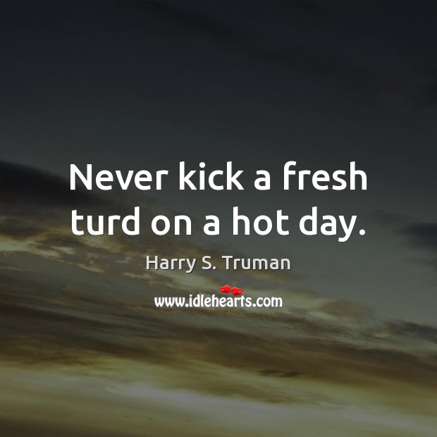 Never kick a fresh turd on a hot day. Image