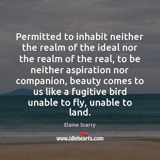 Permitted to inhabit neither the realm of the ideal nor the realm Picture Quotes Image