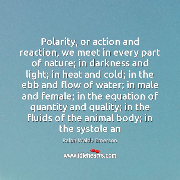 Polarity, or action and reaction, we meet in every part of nature; Image