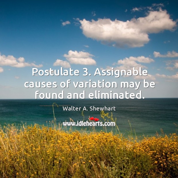 Postulate 3. Assignable causes of variation may be found and eliminated. Image