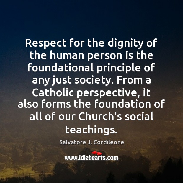 Respect for the dignity of the human person is the foundational principle Respect Quotes Image