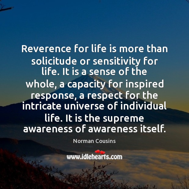 Reverence for life is more than solicitude or sensitivity for life. It Respect Quotes Image