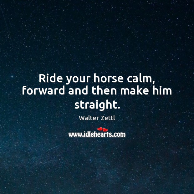 Ride your horse calm, forward and then make him straight. Image