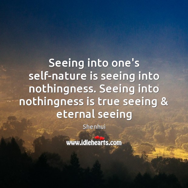 Seeing into one’s self-nature is seeing into nothingness. Seeing into nothingness is Image