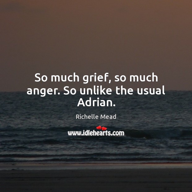 So much grief, so much anger. So unlike the usual Adrian. Richelle Mead Picture Quote