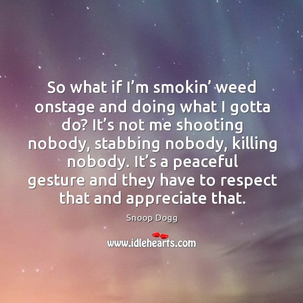 So what if I’m smokin’ weed onstage and doing what I gotta do? it’s not me shooting nobody Respect Quotes Image