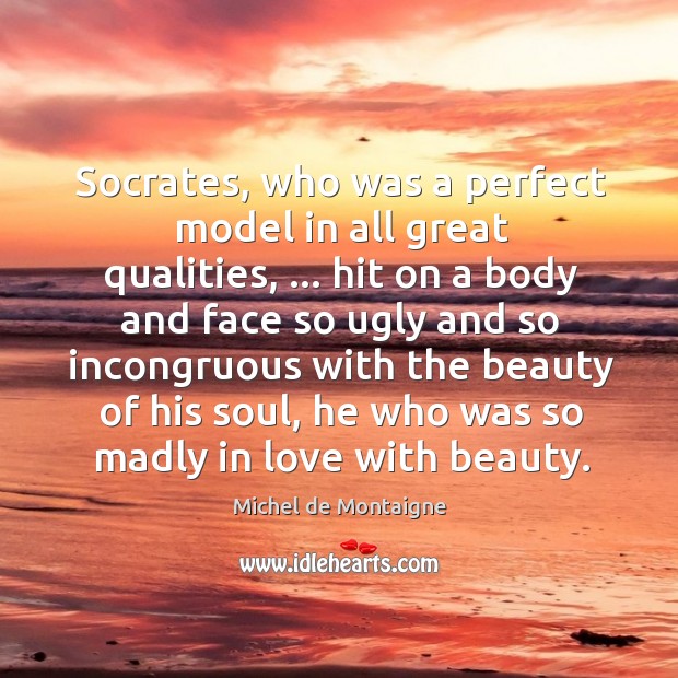 Socrates, who was a perfect model in all great qualities, … hit on Michel de Montaigne Picture Quote