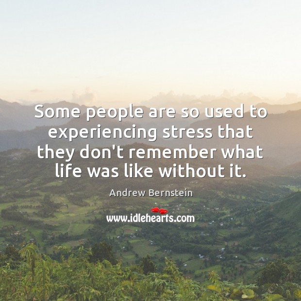 Some people are so used to experiencing stress that they don’t remember Andrew Bernstein Picture Quote