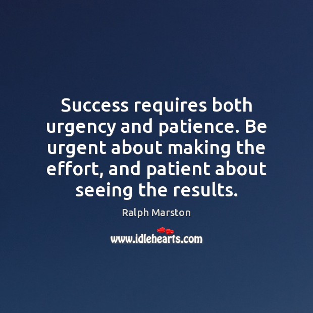 Success requires both urgency and patience. Be urgent about making the effort, Effort Quotes Image