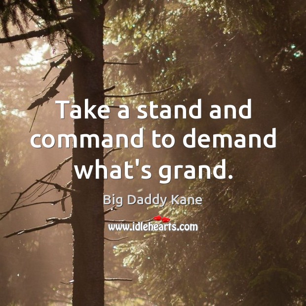 Take a stand and command to demand what’s grand. Big Daddy Kane Picture Quote