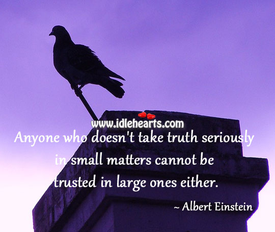 Anyone who doesn’t take truth seriously Albert Einstein Picture Quote