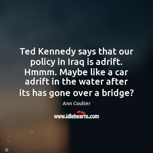 Ted Kennedy says that our policy in Iraq is adrift. Hmmm. Maybe Ann Coulter Picture Quote